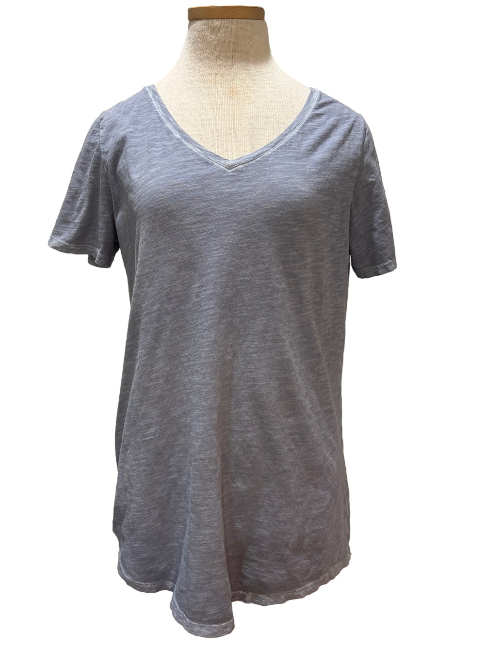 Peruvian Connection sz L light blue cotton vneck t shirt